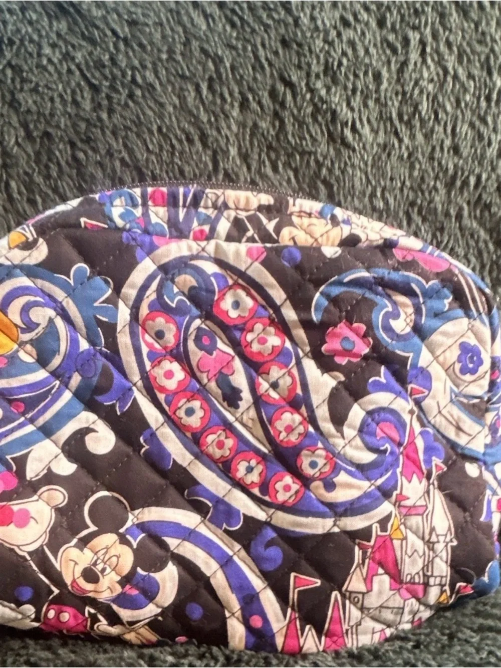 Vera Bradley Quilted Cosmetic Pouch in Pink, Blue & White Floral Print